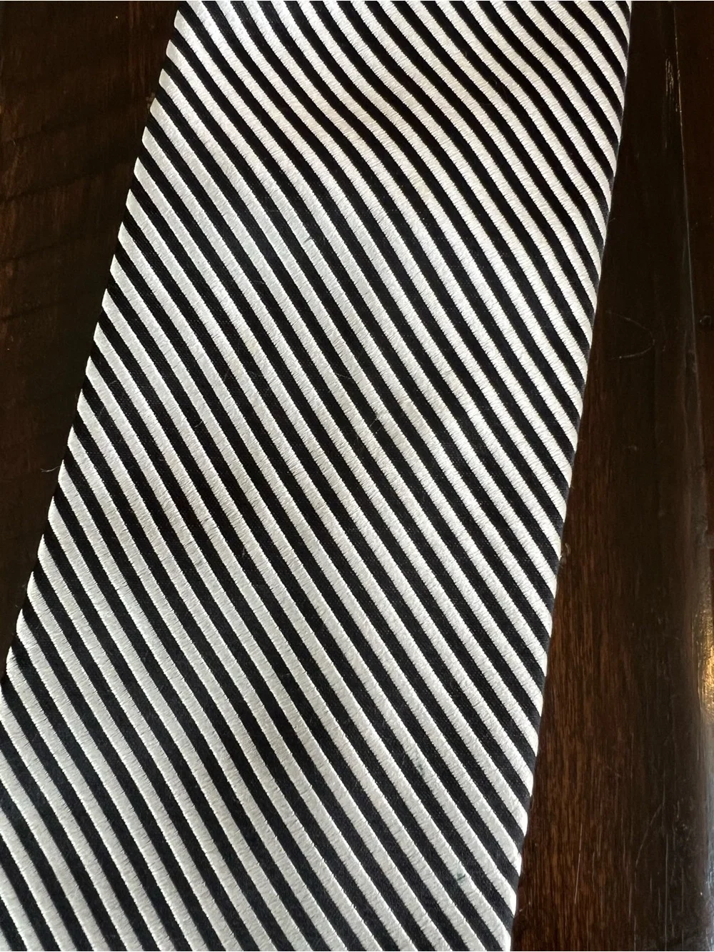 Paul Fredrick Black White Diagonal Stripe Silk Tie Classic 3.5” Mens